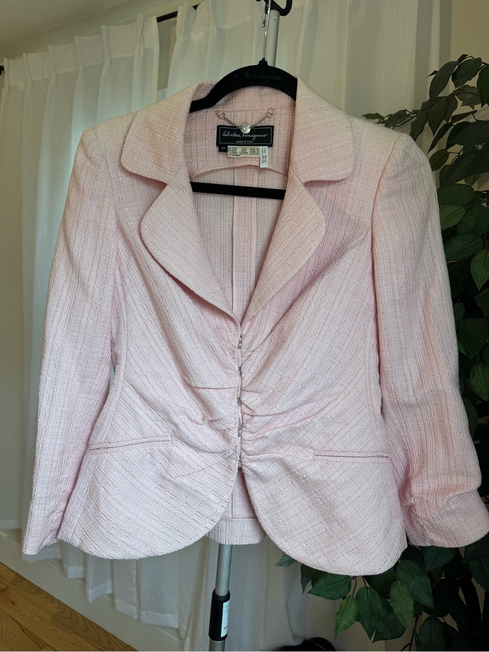 Salvatore Ferragamo Women's Light Pink Textured Jacket/blazer